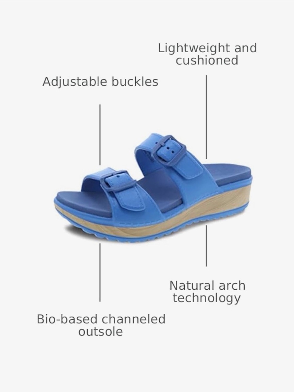 Dansko Blue Dual-Buckle Slide Sandals - Picture 2 of 7